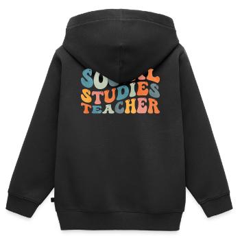 Groovy Leçon d’histoire pour professeur d’études sociales - Sweat Premium à capuche zippé enfant bio - noir - Dos - AI Model Kid Male (0cm)
