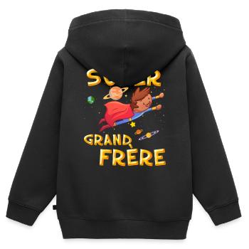 Super grand Frere De L'espace Cadeau Garçon - Sweat Premium à capuche zippé enfant bio - noir - Dos - AI Model Kid Male (0cm)