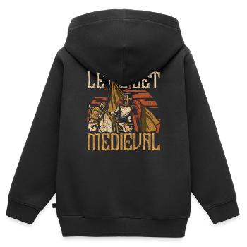 Medieval Festival Let's Get Medieval - Sweat Premium à capuche zippé enfant bio - noir - Dos - AI Model Kid Male (0cm)