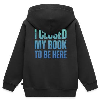 Ich Habe Mein Buch Geschlossen, Um Hier Zu Lesen - Kinder Premium Organic Zip Hoodie - Schwarz - Hinten - AI Model Kid Male (0cm)