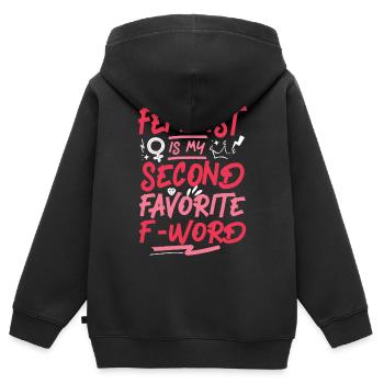 Feminist Feminist Is My Second - Kinder Premium Organic Zip Hoodie - Schwarz - Hinten - AI Model Kid Male (0cm)