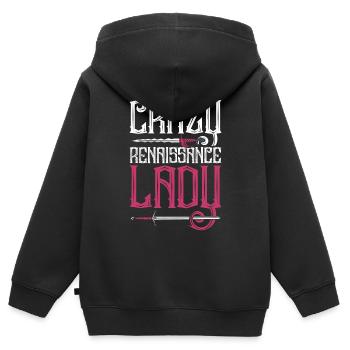 Festival médiéval Crazy Renaissance Lady - Sweat Premium à capuche zippé enfant bio - noir - Dos - AI Model Kid Male (0cm)
