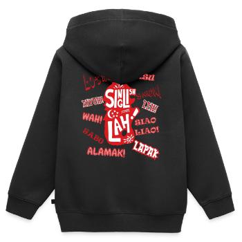 SINGAPUR SLANG, SINGLISH - Kinder Premium Organic Zip Hoodie - Schwarz - Hinten - AI Model Kid Male (0cm)