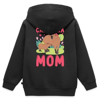 Funny Capybara Mama Mami - Kids Premium Organic Zip-up Hoodie - black - Back - AI Model Kid Male (0cm)