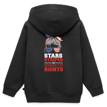 Feminist Stars Stripes & - Kinder Premium Organic Zip Hoodie - Schwarz - Hinten - AI Model Kid Male (0cm)