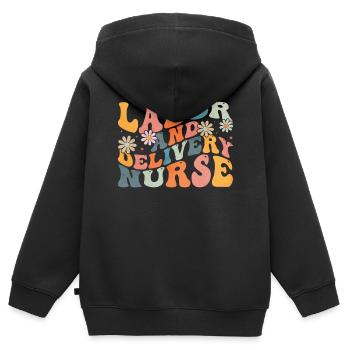 Groovy Labor und Geburt Krankenschwester L&D Krank - Kinder Premium Organic Zip Hoodie - Schwarz - Hinten - AI Model Kid Male (0cm)