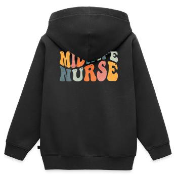 Groovy Hebamme Krankenschwester Labor Entbindung K - Kinder Premium Organic Zip Hoodie - Schwarz - Hinten - AI Model Kid Male (0cm)
