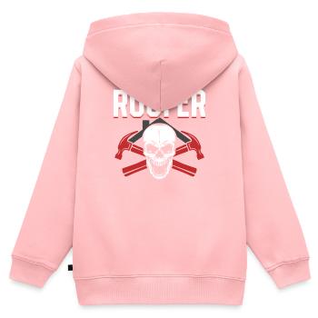 Roofer - Roof Worker Roofing Worker Roofer - Kinder Premium Organic Zip Hoodie - Rosa - Hinten - AI Model Kid Female (0cm)