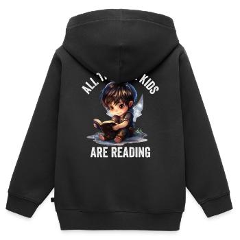 Alle Coolen Kids Lesen Lehrer - Kinder Premium Organic Zip Hoodie - Schwarz - Hinten - AI Model Kid Male (0cm)