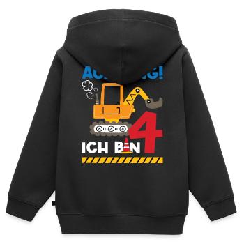 Achtung Ich bin Vier - Kinder Premium Organic Zip Hoodie - Schwarz - Hinten - AI Model Kid Male (0cm)