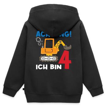 Achtung Ich bin Vier - Kinder Premium Organic Zip Hoodie - Schwarz - Hinten - AI Model Kid Male (0cm)