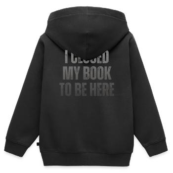 Ich Habe Mein Buch Geschlossen, Um Hier Zu Lesen - Kinder Premium Organic Zip Hoodie - Schwarz - Hinten - AI Model Kid Male (0cm)