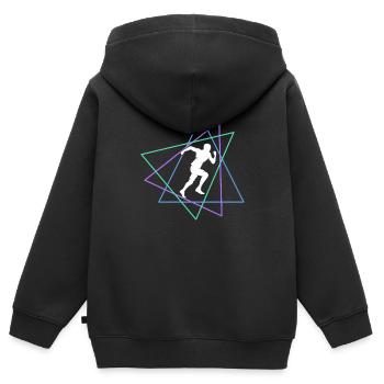 Faire du jogging - Sweat Premium à capuche zippé enfant bio - noir - Dos - AI Model Kid Male (0cm)