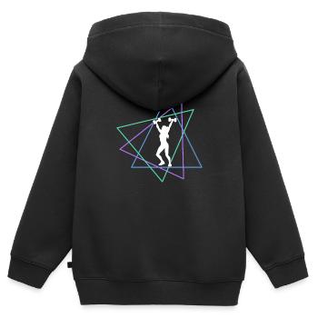 Fitness - Kinder Premium Organic Zip Hoodie - Schwarz - Hinten - AI Model Kid Male (0cm)