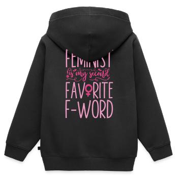 Feminist Feminist Is My Second - Kinder Premium Organic Zip Hoodie - Schwarz - Hinten - AI Model Kid Male (0cm)