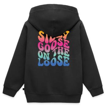 Die Dumme Gans Auf Freiem Fuß - Kinder Premium Organic Zip Hoodie - Schwarz - Hinten - AI Model Kid Male (0cm)
