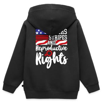 Feminist Stars Stripes & - Kinder Premium Organic Zip Hoodie - Schwarz - Hinten - AI Model Kid Male (0cm)