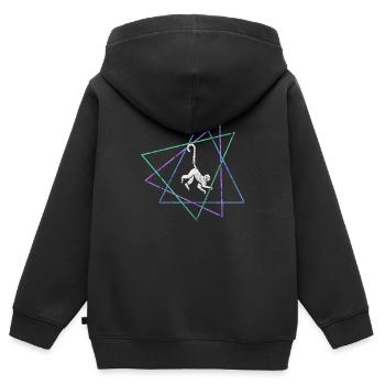 Affe - Kinder Premium Organic Zip Hoodie - Schwarz - Hinten - AI Model Kid Male (0cm)