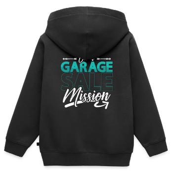 Ventes de garage sur un marché aux puces Mission de vente de garage - Sweat Premium à capuche zippé enfant bio - noir - Dos - AI Model Kid Male (0cm)