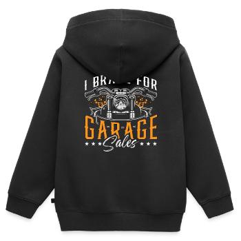 Garage Sales I Brake For Garage Sales Junk Market - Kinder Premium Organic Zip Hoodie - Schwarz - Hinten - AI Model Kid Male (0cm)