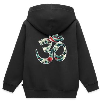 Résonance cosmique : le Om sacré - Sweat Premium à capuche zippé enfant bio - noir - Dos - AI Model Kid Male (0cm)