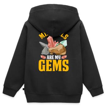 Lustige Mineralienjagd Felsen Geologe - Kinder Premium Organic Zip Hoodie - Schwarz - Hinten - AI Model Kid Male (0cm)