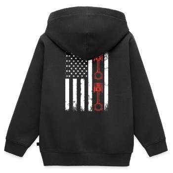Auto Mechanic Car Piston Car Mechanic US Flag - Kinder Premium Organic Zip Hoodie - Schwarz - Hinten - AI Model Kid Male (0cm)