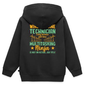 Windkraftanlagentechniker Windmühle Erneuerbare - Kinder Premium Organic Zip Hoodie - Schwarz - Hinten - AI Model Kid Male (0cm)