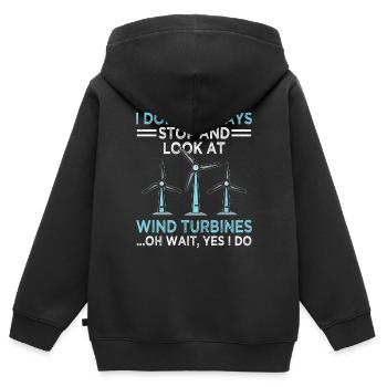 Éolienne Éolienne Énergie renouvelable - Sweat Premium à capuche zippé enfant bio - noir - Dos - AI Model Kid Male (0cm)
