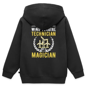 Technicien en éoliennes Windmill Renewables - Sweat Premium à capuche zippé enfant bio - noir - Dos - AI Model Kid Male (0cm)
