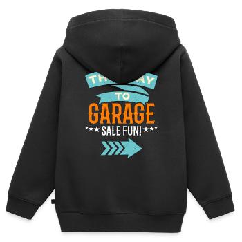 Les ventes de garage de cette façon au marché aux puces de la vente de garage - Sweat Premium à capuche zippé enfant bio - noir - Dos - AI Model Kid Male (0cm)
