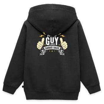 Ventes de garage Ce gars aime les ventes de garage Shopping - Sweat Premium à capuche zippé enfant bio - noir - Dos - AI Model Kid Male (0cm)