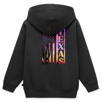 Texas - Sweat Premium à capuche zippé enfant bio - noir - Dos - AI Model Kid Male (0cm)