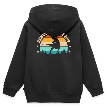 Rawrsome Since 2019 T-Rex 4th Birthday - Kids Premium Organic Zip-up Hoodie - black - Back - AI Model Kid Male (0cm)
