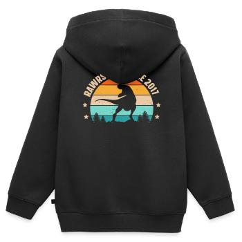 Rawrsome Since 2017 T-Rex 6th Birthday - Kids Premium Organic Zip-up Hoodie - black - Back - AI Model Kid Male (0cm)