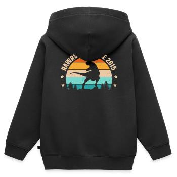 Rawrsome Since 2015 T-Rex 8th Birthday - Kids Premium Organic Zip-up Hoodie - black - Back - AI Model Kid Male (0cm)