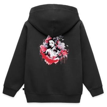 Geisha von Japan - Kinder Premium Organic Zip Hoodie - Schwarz - Hinten - AI Model Kid Male (0cm)
