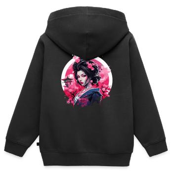 Geisha von Japan - Kinder Premium Organic Zip Hoodie - Schwarz - Hinten - AI Model Kid Male (0cm)
