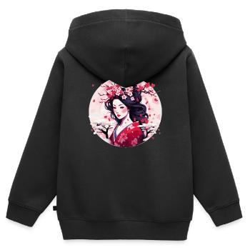 Geisha von Japan - Kinder Premium Organic Zip Hoodie - Schwarz - Hinten - AI Model Kid Male (0cm)