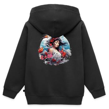 Geisha von Japan - Kinder Premium Organic Zip Hoodie - Schwarz - Hinten - AI Model Kid Male (0cm)