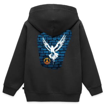 Taube des Friedens - Kinder Premium Organic Zip Hoodie - Schwarz - Hinten - AI Model Kid Male (0cm)
