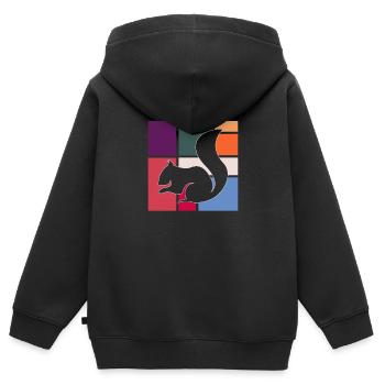 Écureuil - Sweat Premium à capuche zippé enfant bio - noir - Dos - AI Model Kid Male (0cm)