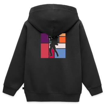 Fotografie - Kinder Premium Organic Zip Hoodie - Schwarz - Hinten - AI Model Kid Male (0cm)