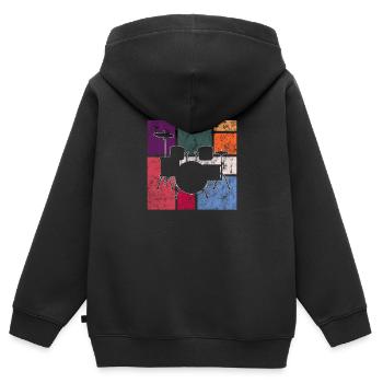 Schlagzeug - Kinder Premium Organic Zip Hoodie - Schwarz - Hinten - AI Model Kid Male (0cm)