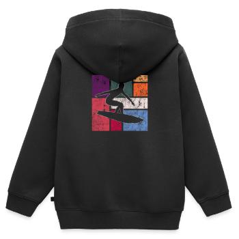 Surfen - Kinder Premium Organic Zip Hoodie - Schwarz - Hinten - AI Model Kid Male (0cm)