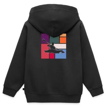 Kanu - Kinder Premium Organic Zip Hoodie - Schwarz - Hinten - AI Model Kid Male (0cm)