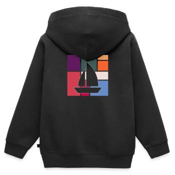 Segeln - Kinder Premium Organic Zip Hoodie - Schwarz - Hinten - AI Model Kid Male (0cm)