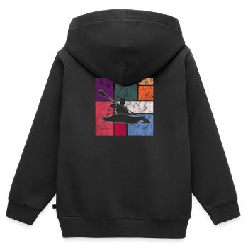 Kanu - Kinder Premium Organic Zip Hoodie - Schwarz - Hinten - AI Model Kid Male (0cm)