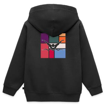 Schwimmen - Kinder Premium Organic Zip Hoodie - Schwarz - Hinten - AI Model Kid Male (0cm)