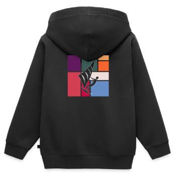 Kite - Kinder Premium Organic Zip Hoodie - Schwarz - Hinten - AI Model Kid Male (0cm)